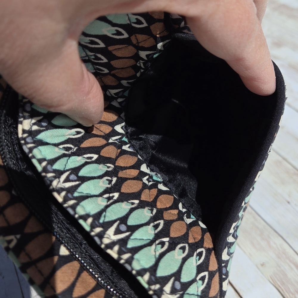 Vera Bradley Small Crossbody Bag Teal Brown Feather Print Adjustable Strap EUC - Picture 7 of 13